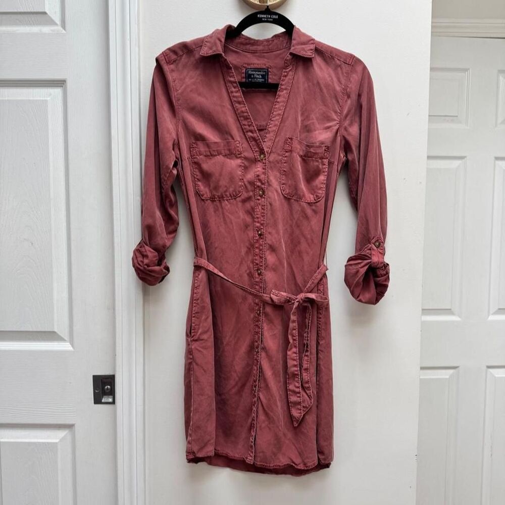 Abercrombie & Fitch Dusty Rose Button Up Collared Dress